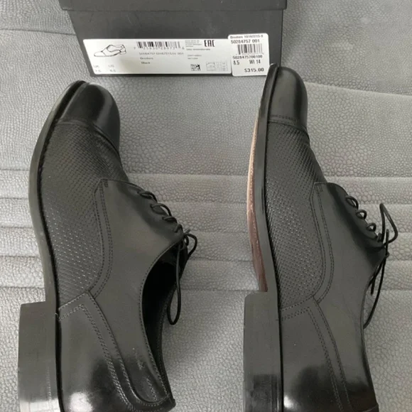 BOSS ITALIAN-MADE LEATHER  BRODERS. BLACK SHOES - Picture 7 of 12